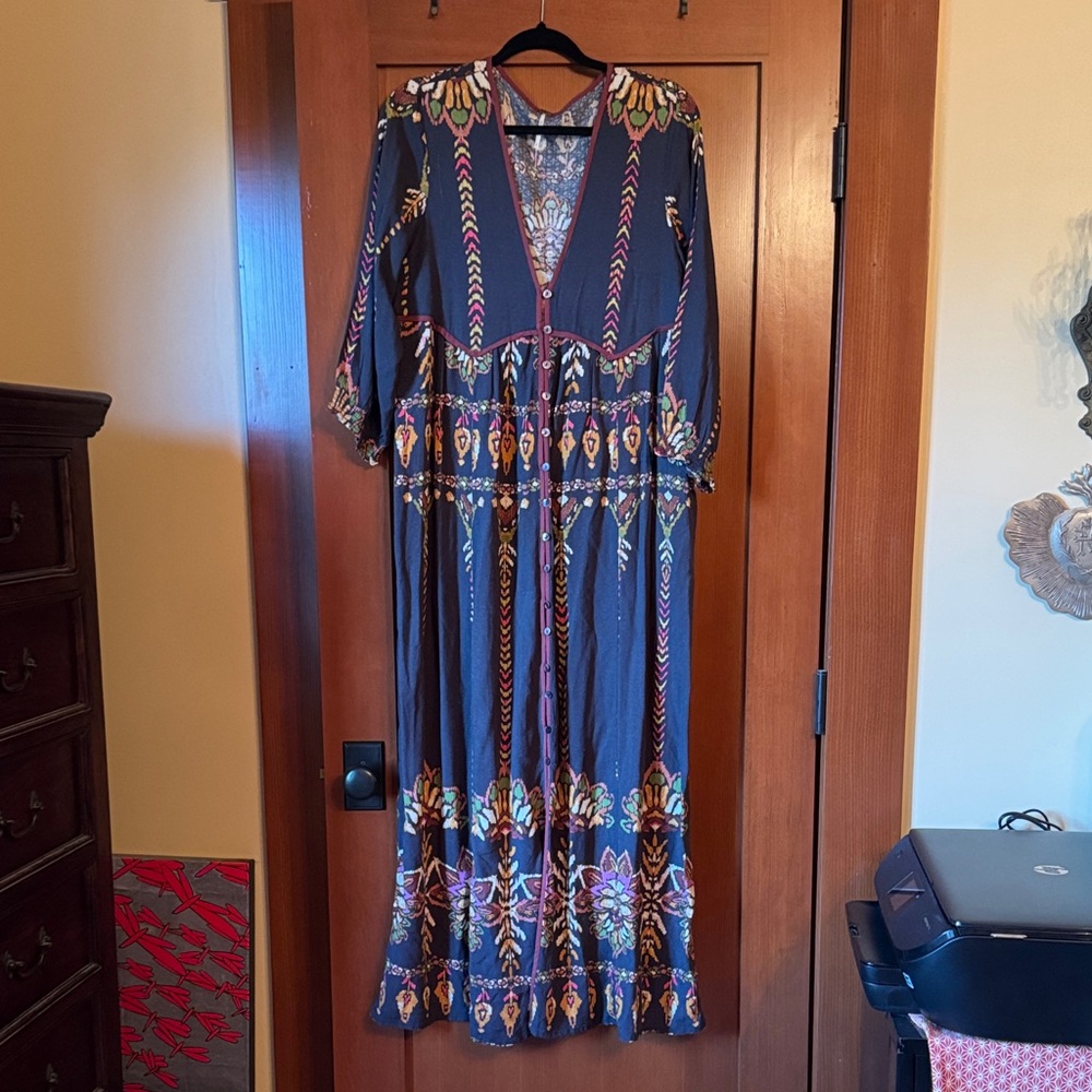 Free People Multicolor Bohemian Long Sleeve Dress